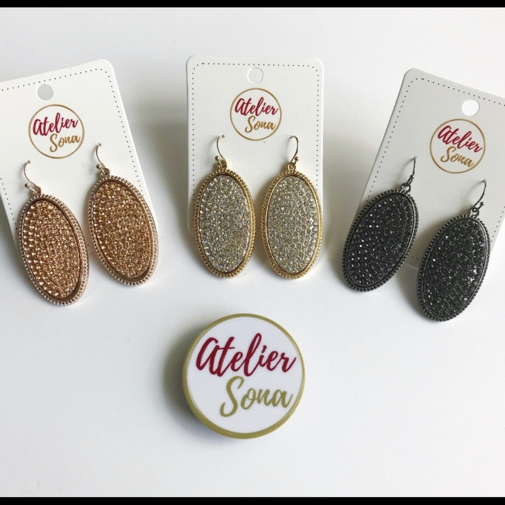 Pave drop earrings